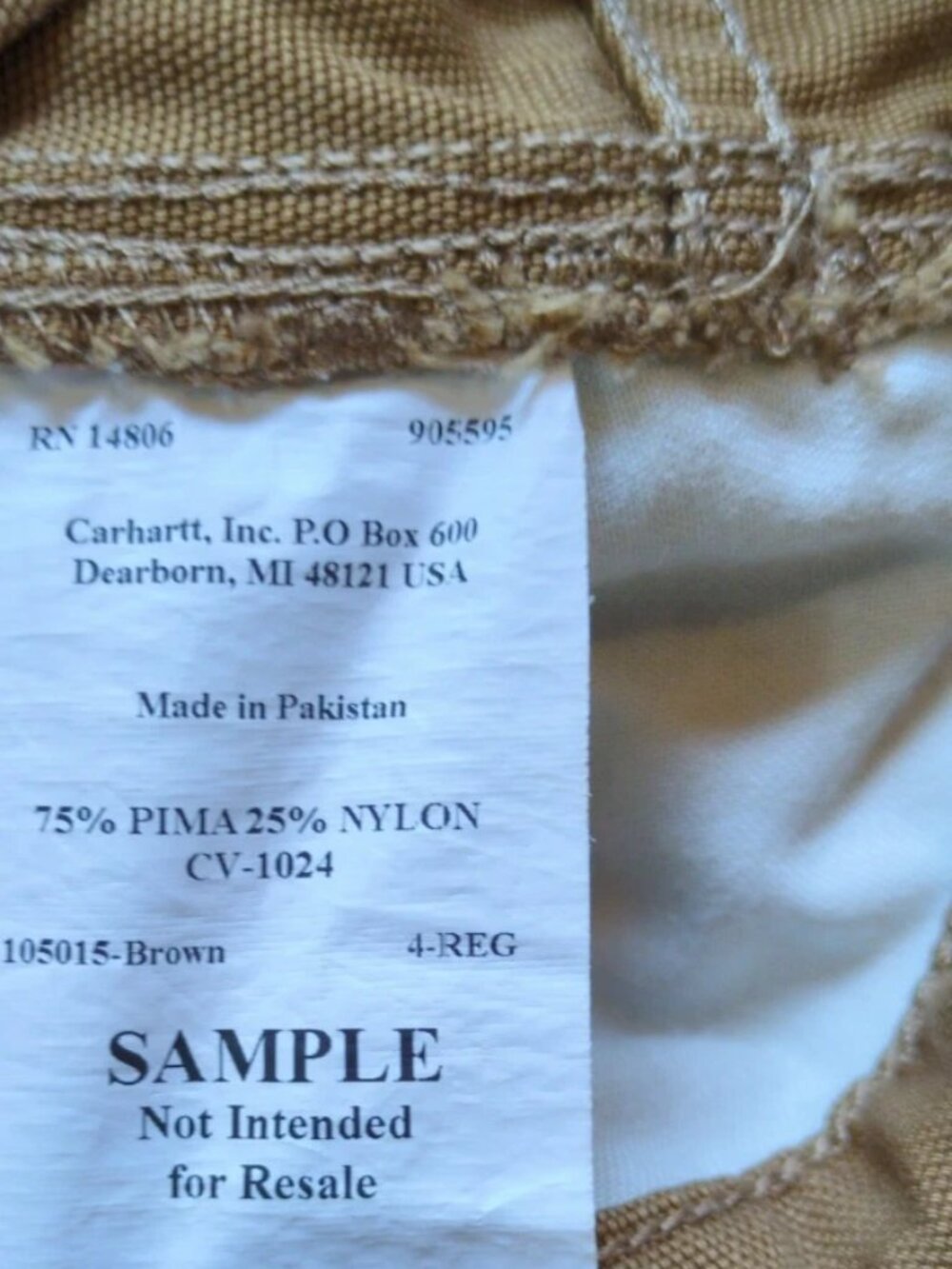 Carhartt SALES SAMPLE Womens Sz 4 Brown Canvas Carpenter Work Pants Pima Nylon - Picture 10 of 11